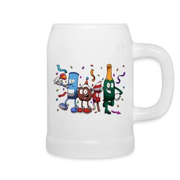 Neujahrs-Charaktere - Bierkrug - Weiß - Rechts