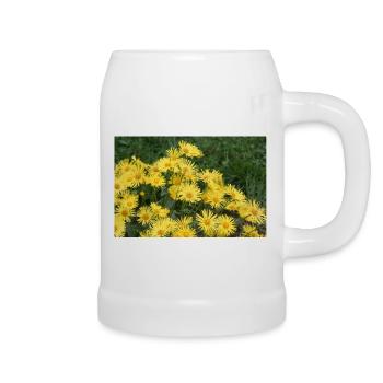 Fleurs gemme racine jaune - Chope en céramique - blanc - Droite