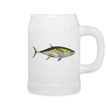 yellowfin tuna sport fisherman angler ahi fish - Beer Mug - white - Right