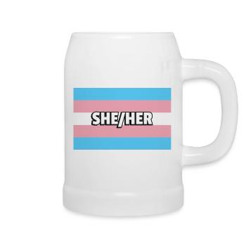 Transfem She Her Transfem Flagge Trans - Bierkrug - Weiß - Rechts