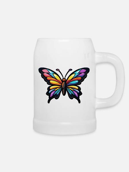 Schmetterling Comic - Bierkrug - Weiß