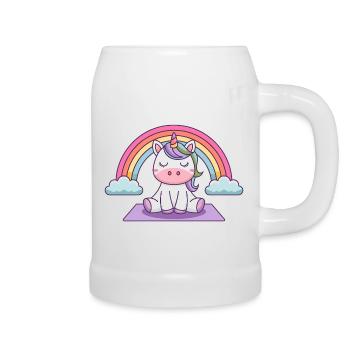 licorne de yoga - Chope en céramique - blanc - Droite