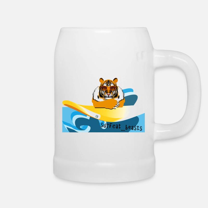 Tigre sur une planche de surf - Chope en céramique - blanc
