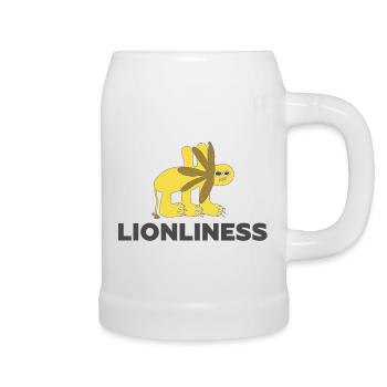 LIONLINESS - Lion seul art outsider - Chope en céramique - blanc - Droite