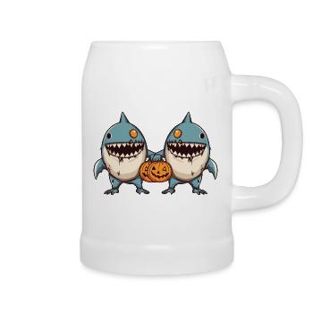 Hai Halloween Team Lustig - Bierkrug - Weiß - Rechts