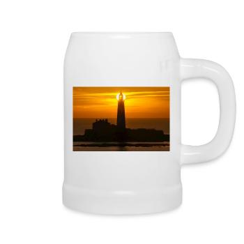 sunrise St Marys Lighthouse - Beer Mug - white - Right