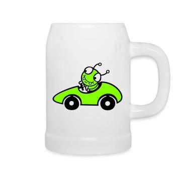 Caterpillar Worm Voiture de course Voiture de course Conduite rapide Sports - Chope en céramique - blanc - Droite