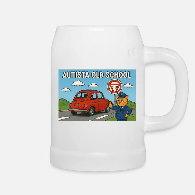 Autista_old_school - Beer Mug - white