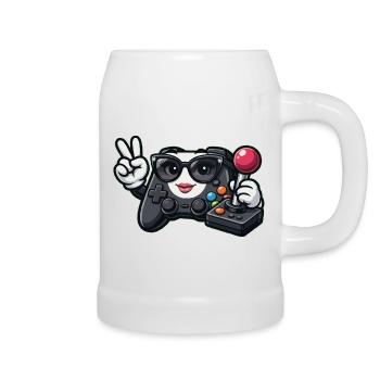 Kawaii Game Controller Peace Sign - Beer Mug - white - Right
