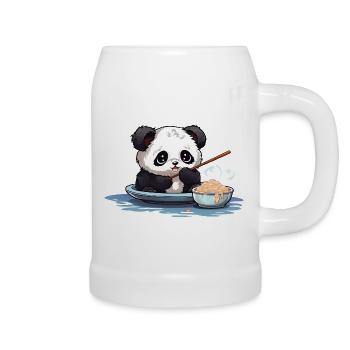 Kawaii Panda dans un bol de nouilles - Chope en céramique - blanc - Droite
