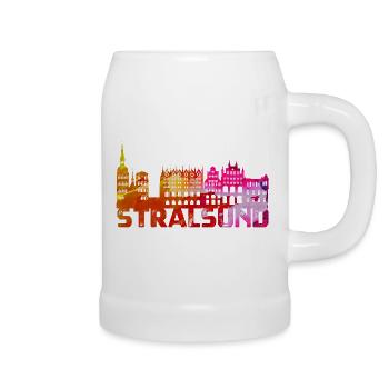 Hansestadt Stralsund Silhouette Skyline Ostsee B - Bierkrug - Weiß - Rechts