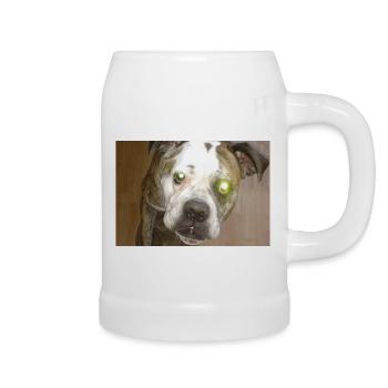 Cute dog with ball - Beer Mug - white - Right