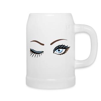 Augen Zwinker - Bierkrug - Weiß - Rechts