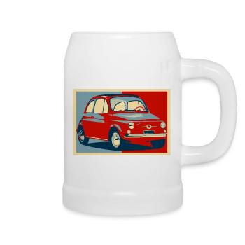 Voiture italienne 500 vintage - Chope en céramique - blanc - Droite