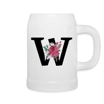 Lettre w floral - Chope en céramique - blanc - Droite