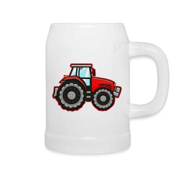 Bauers Roter Traktor - Bierkrug - Weiß - Rechts