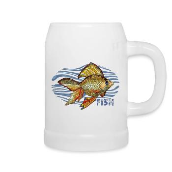 Fisch - Bierkrug - Weiß - Rechts