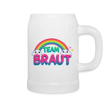 Team Braut JGA Kawaii Regenbogen Frauen - Bierkrug - Weiß - Rechts