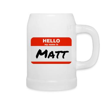 Bonjour, je m’appelle Matt Étiquette Étiquette - Chope en céramique - blanc - Droite