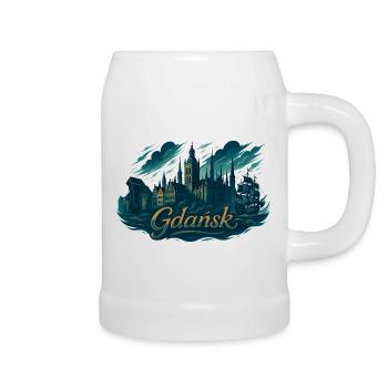 Danzig Gdańsk maritim Silhouette Polen Geschenk - Bierkrug - Weiß - Rechts