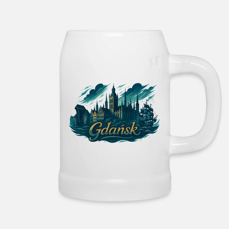Danzig Gdańsk maritim Silhouette Polen Geschenk - Bierkrug - Weiß