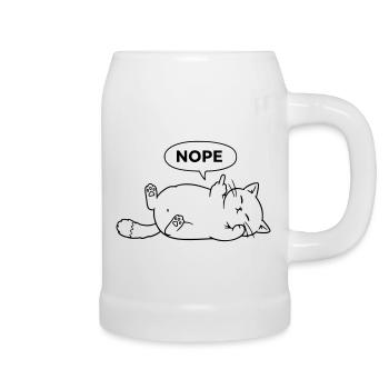 Nope Cat | Sarcastic Cat Statement - Beer Mug - white - Right