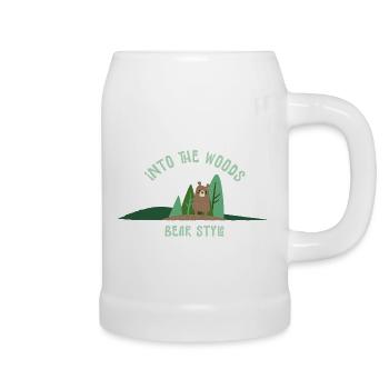 Bär Stil Im Wald Illustration - Bierkrug - Weiß - Rechts