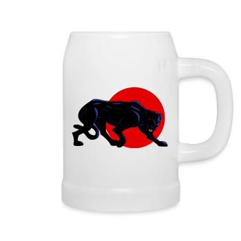 Panthère noire sur cercle rouge - Beer Mug - white - Right