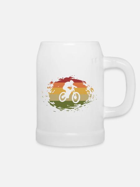 MTB Downhill Mountain Bike Fahrrad Fahrradfahrer - Bierkrug - Weiß