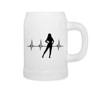 Heartbeat Hot Girl - Beer Mug - white - Right