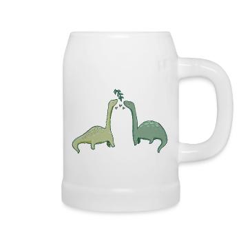 Cute dinosaurs with hearts - Beer Mug - white - Right