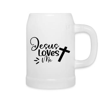 Jesus Loves Me - Bierkrug - Weiß - Rechts