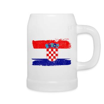 Kroatien Flagge Flagge Frieden Vintage - Bierkrug - Weiß - Rechts