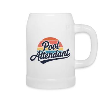 Humour au bord de la piscine - Chope en céramique - blanc - Droite