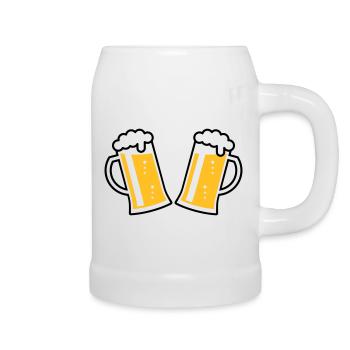 2 chopes à bière Prosten (bière / chope à bière / 2C) - Chope en céramique - blanc - Droite