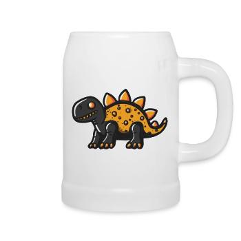 Dinosaur stegosaurus Halloween Funny - Beer Mug - white - Right