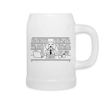 Hund im Büro Chef Dackel Minimalitisch Line Art - Bierkrug - Weiß - Rechts