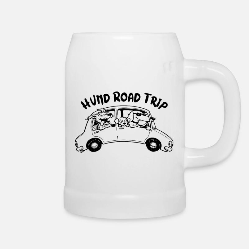Hunde-Roadtrip-Humor Reise-Auto-Geschenkidee - Bierkrug - Weiß