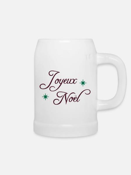 "Joyeux Noël" - Bierkrug - Weiß