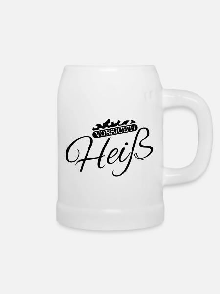 vorsicht_heiss_se1 - Bierkrug - Weiß