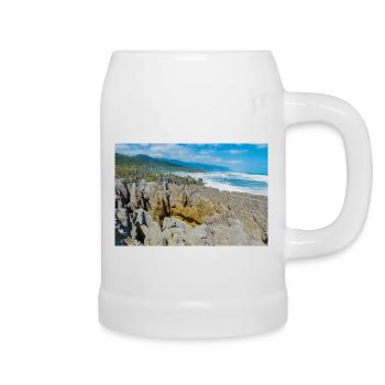 Punakaiki Pancake Rocks coastline Paparoa New Zeal - Beer Mug - white - Right