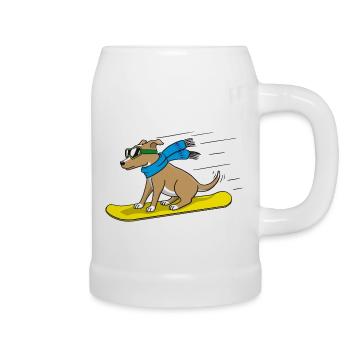 Snowboard Dog - Beer Mug - white - Right