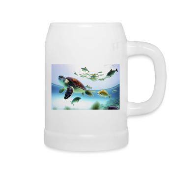 Unterwasser Schildkröte - Bierkrug - Weiß - Rechts