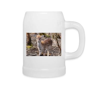 Fallow Deer (in german Damwild or Damhirsch) Dama - Beer Mug - white - Right