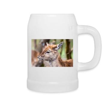 Fallow Deer (in german Damwild or Damhirsch) Dama - Beer Mug - white - Right