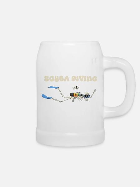 skeleton diver - Beer Mug - white