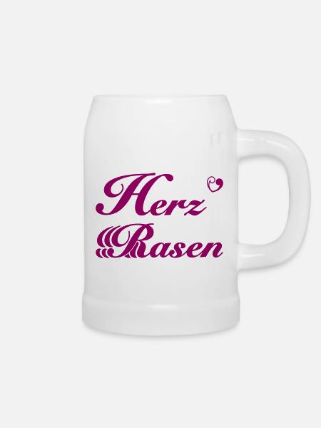Herz Rasen - Bierkrug - Weiß
