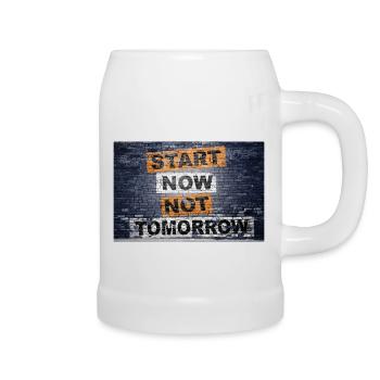 Start Now Not Tomorrow saying lettering Graffiti - Beer Mug - white - Right
