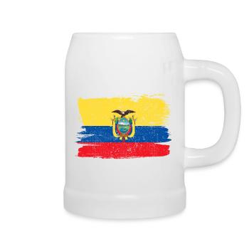 Ecuador Flagge Flagge Frieden Vintage - Bierkrug - Weiß - Rechts
