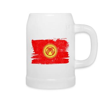 Kirgisistan Flagge Flagge Frieden Vintage - Bierkrug - Weiß - Rechts